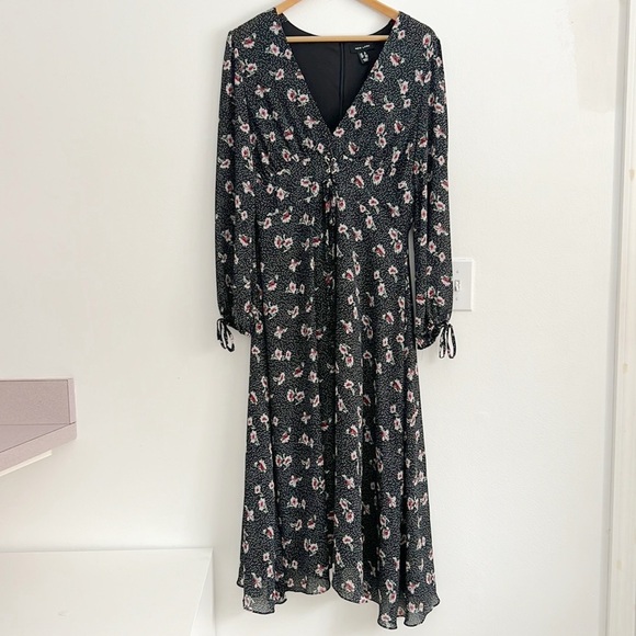 New Look Floral Printed Lattice Maxi Dress Boho - Picture 1 of 14